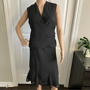 Jessica | Polka dot black & white skirt & vest suit